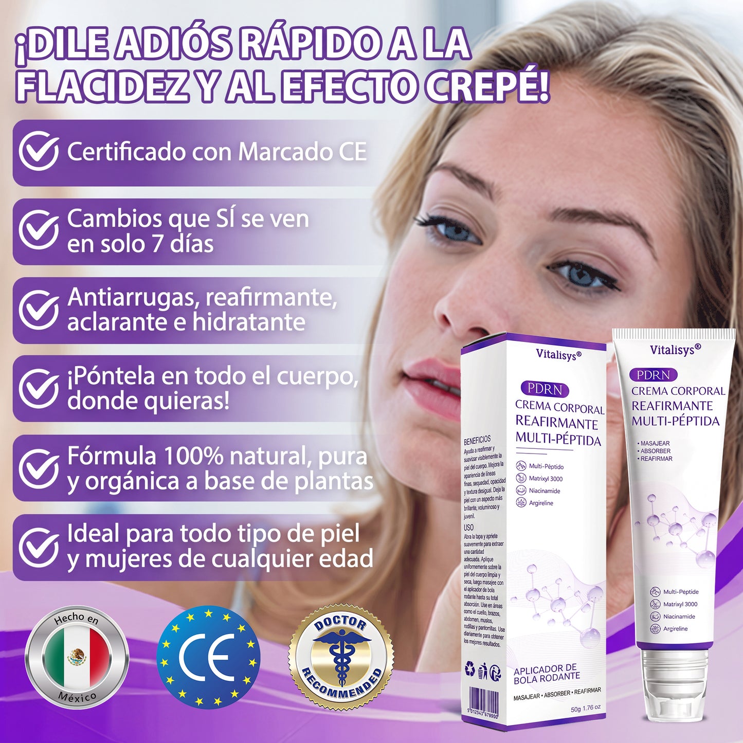30% de descuento exclusivo: Vitalisys® 💎💎 Crema Corporal con Rodillo PDRN y Multi-Péptidos: Antiedad, Hidratación, Reafirmación, Reparación de la Piel, Tono Uniforme, Tratamiento de Manchas y Acné, Reducción de Verrugas y Lunares.
