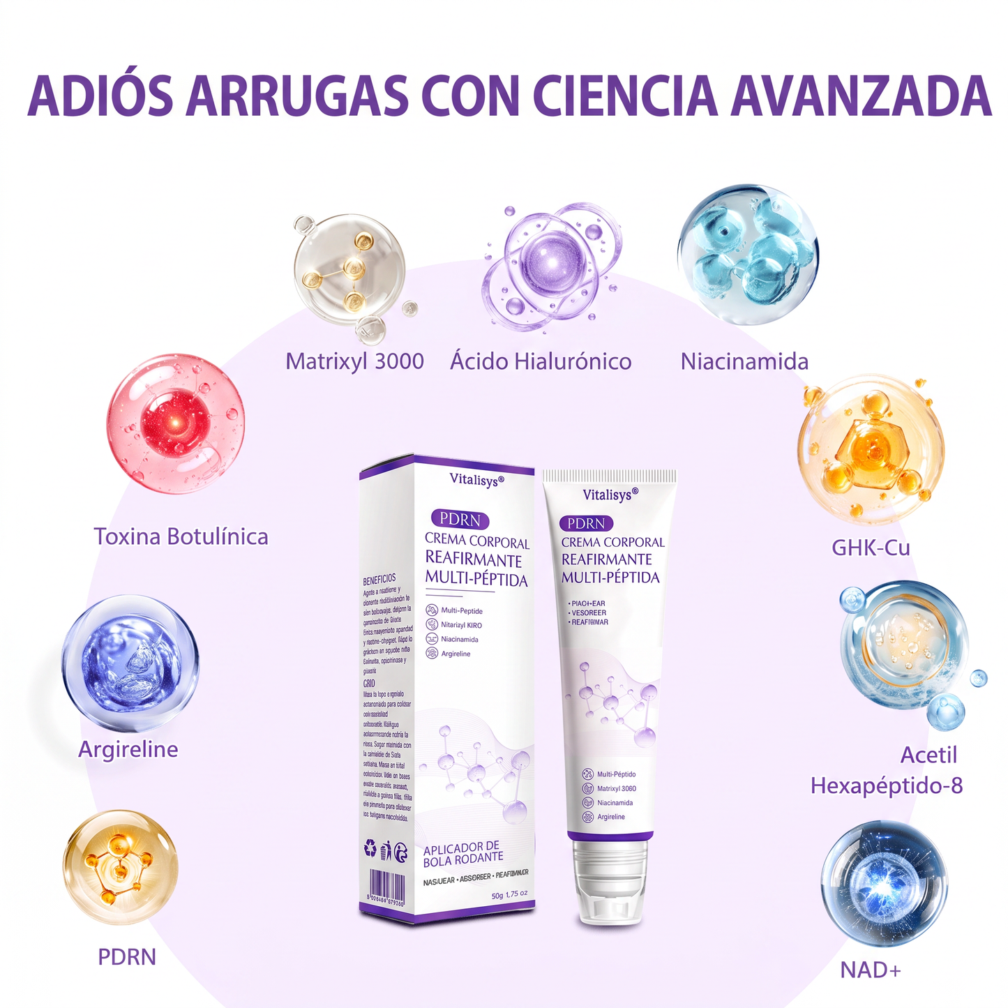 30% de descuento exclusivo: Vitalisys® 💎💎 Crema Corporal con Rodillo PDRN y Multi-Péptidos: Antiedad, Hidratación, Reafirmación, Reparación de la Piel, Tono Uniforme, Tratamiento de Manchas y Acné, Reducción de Verrugas y Lunares.