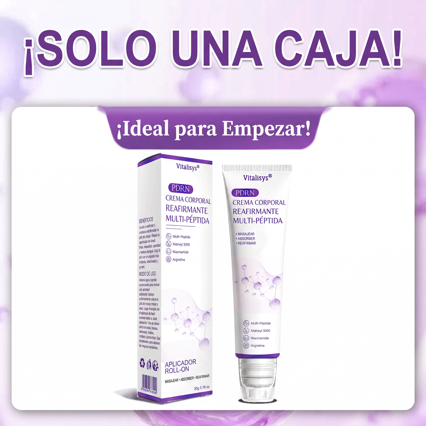 30% de descuento exclusivo: Vitalisys® 💎💎 Crema Corporal con Rodillo PDRN y Multi-Péptidos: Antiedad, Hidratación, Reafirmación, Reparación de la Piel, Tono Uniforme, Tratamiento de Manchas y Acné, Reducción de Verrugas y Lunares.