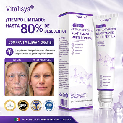 30% de descuento exclusivo: Vitalisys® 💎💎 Crema Corporal con Rodillo PDRN y Multi-Péptidos: Antiedad, Hidratación, Reafirmación, Reparación de la Piel, Tono Uniforme, Tratamiento de Manchas y Acné, Reducción de Verrugas y Lunares.