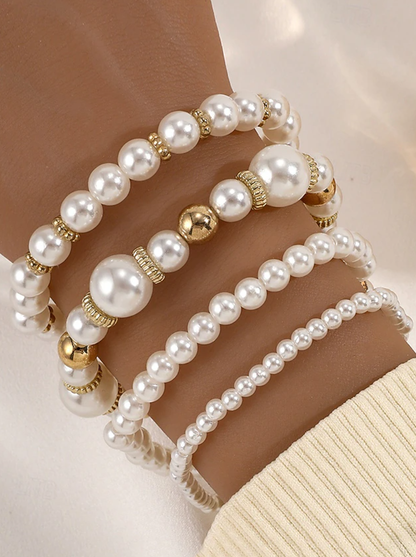 Elegante stapelbare parelarmband voor dames