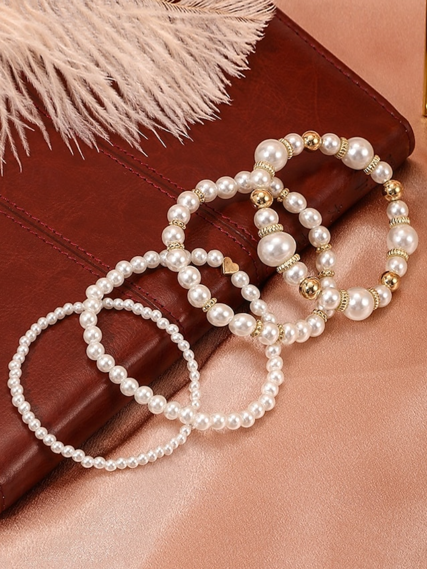 Elegante stapelbare parelarmband voor dames