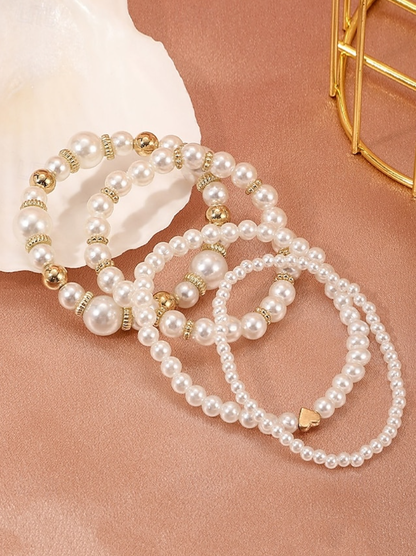 Elegante stapelbare parelarmband voor dames