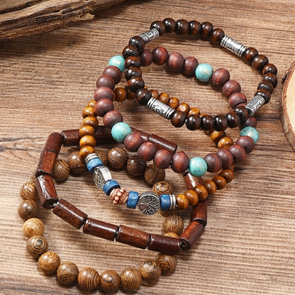 Houten Armbandenset met meerdere lagen voor heren