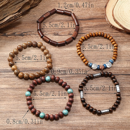Houten Armbandenset met meerdere lagen voor heren