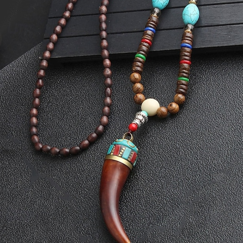 Mannen Tribal kralen hanger ketting