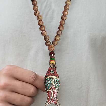 Mannen Tribal kralen hanger ketting