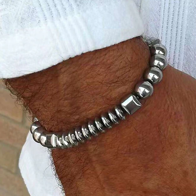 Heren Obsidiaan kralen Kruis Armband Set